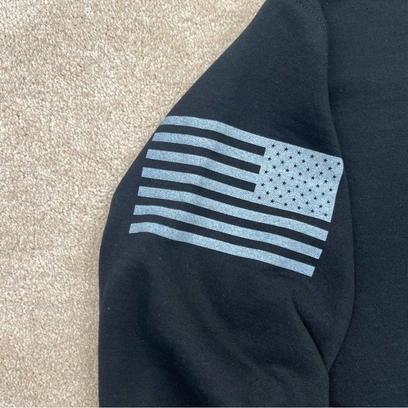 Grunt Style Hoodie Large Black Pullover American Flag Logo Patriotic Casual Men - Picture 6 of 15